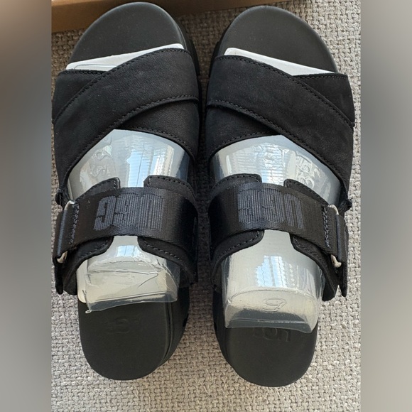 UGG Ashton Black Platform Slide Sandals Size 9 Women’s Chunky Criss Cross Strap - Picture 12 of 16